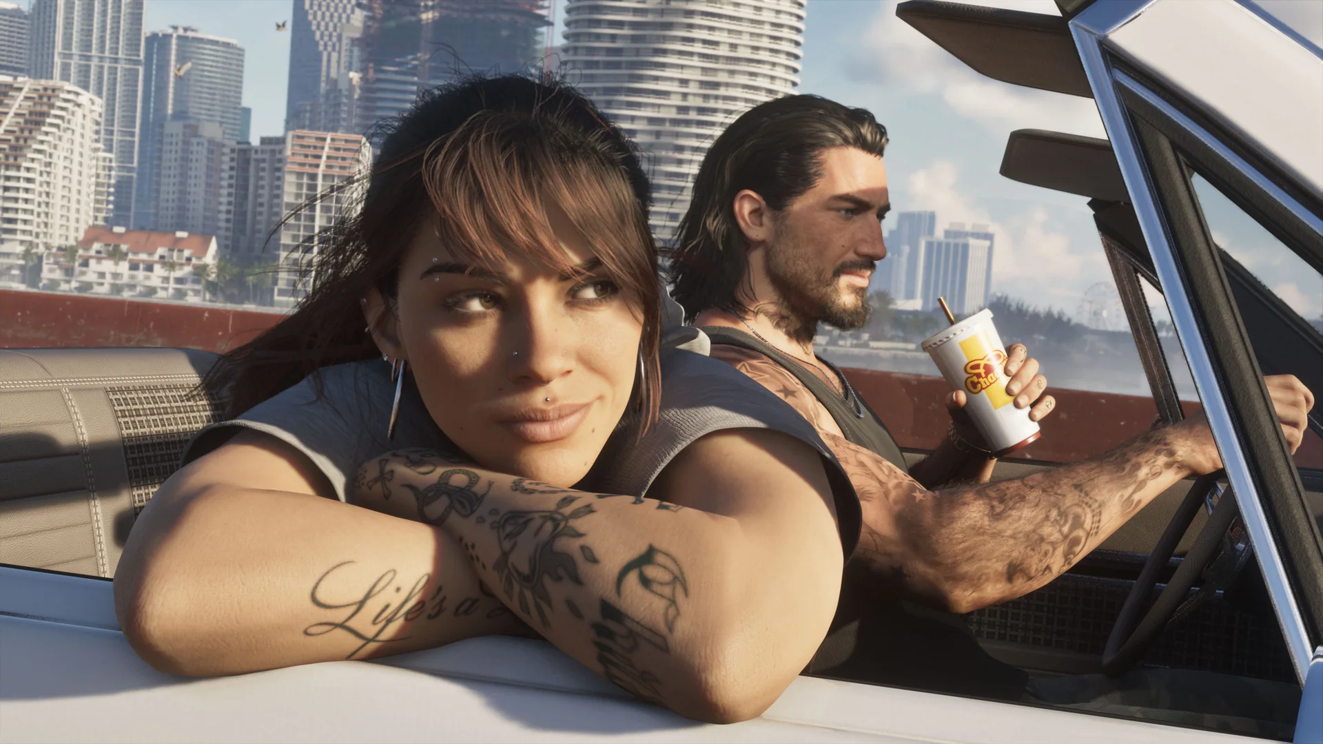 Official Grand Theft Auto VI screenshot of Jason and Lucia